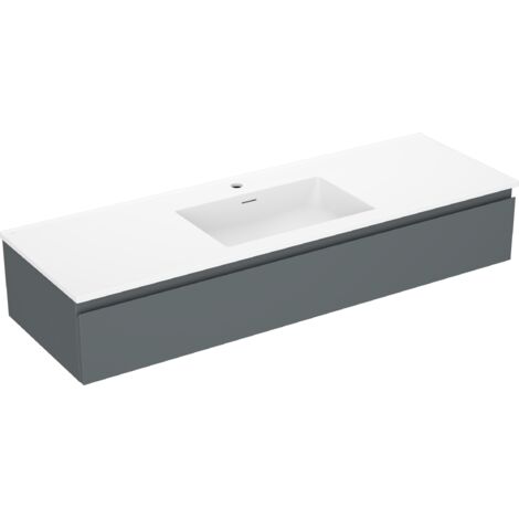 Mexen Orio meuble de salle de bain 140 cm avec lavabo Otis, 1 tiroir, graphite mat/blanc mat - 91A10-14023-1-BF66-W18M01 (1/5)