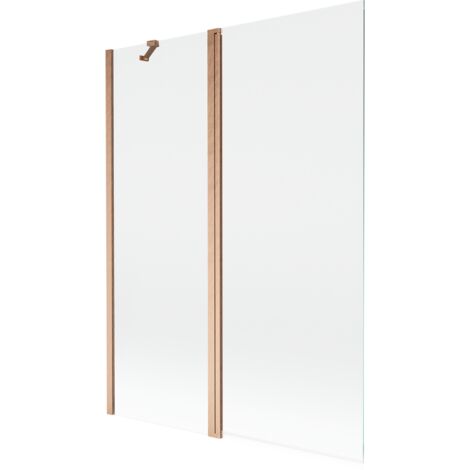 Mexen Mist paravent de baignoire à 2 panneaux 130 x 150 cm, transparent, cuivre brossé - 8A9-130-011-65-00
