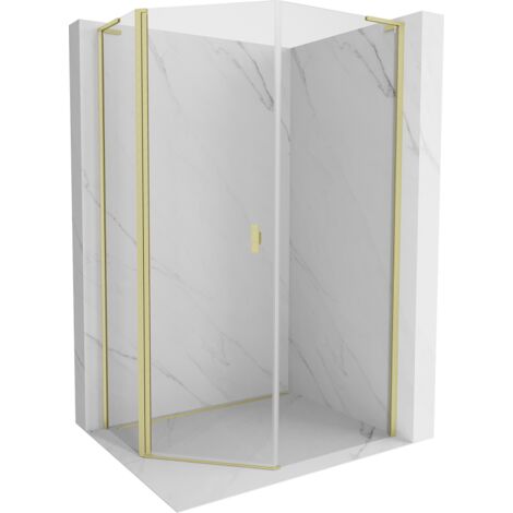 Mexen Mist L cabine de douche pentagonale asymétrique pivotante 80x90 cm, transparent, or brossé - 8A8L-080-090-55-00 (1/5)