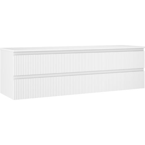 Mexen Rivel meuble de salle de bain sous lavabo 160 cm avec plateau, 2 tiroirs, rainuré, blanc mat - 91A20-16047-2-BFFC01 (1/5)