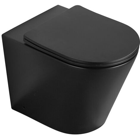 Mexen Rico cuvette WC posée Rimless avec abattant à descente ralentie slim, duroplast, noir mat - 32724085 (1/2)