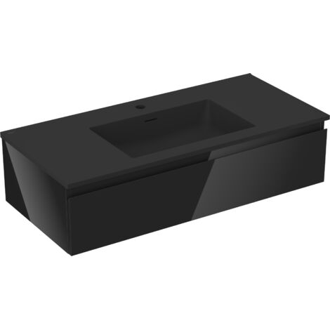 Mexen Orio meuble de salle de bains 100 cm avec lavabo Otis, 1 tiroir, noir brillant/noir mat - 91A10-10023-1-BF70-W18M71 (1/5)