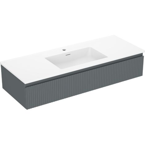 Mexen Rivel meuble de salle de bain 120 cm avec lavabo Otis, 1 tiroir, rainuré, graphite mat/blanc mat - 91A20-12023-1-BF66-W18 (1/5)