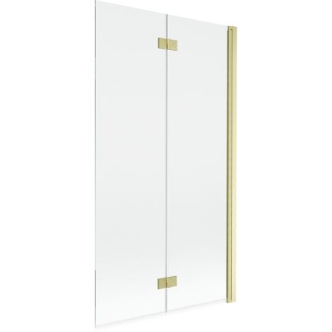 Paravent de bain Mexen Mist 2 volets droit 100 x 150 cm, transparent, or brossé - 8A9-100-002-55-00-P (1/5)