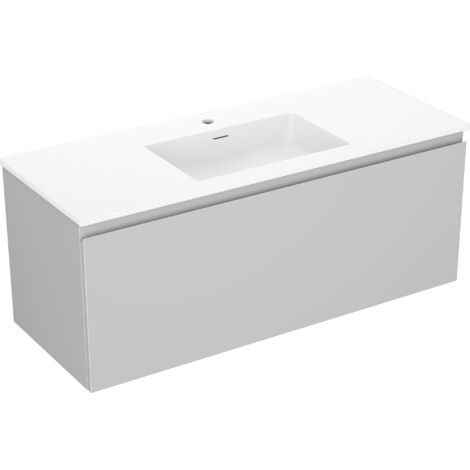 Mexen Orio armoire de salle de bain 120 cm avec lavabo Otis, 1 tiroir, gris mat/blanc mat - 91A10-12047-1-BF62-W18M01 (1/5)