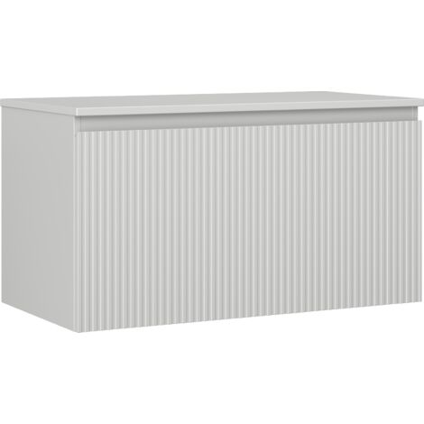 Meuble de salle de bains sous-vasque Mexen Rivel 90 cm avec plateau, 1 tiroir, rainuré, gris mat - 91A20-09047-1-BFC62 (1/5)