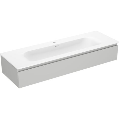 Mexen Orio meuble de salle de bain 140 cm avec lavabo Vela, 1 tiroir, gris mat/blanc mat - 91A10-14023-1-BF62-W23M01 (1/5)