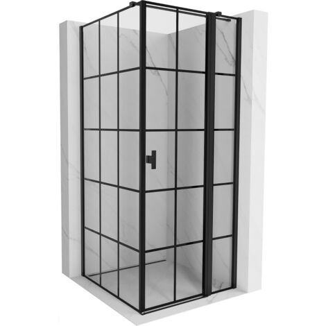 Mexen Mist T cabine de douche pivotante droite 100 x 100 cm, grille noire, noir - 8A4T-100-100-70-77-P (1/5)