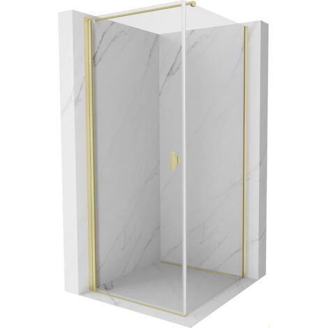 Mexen Mist-B cabine de douche pivotante 75 x 75 cm, transparent, or brossé - 8A2T-075-075-55-00 (1/5)