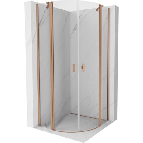 Mexen Mist cabine de douche semi-circulaire pivotante 80 x 80 cm, transparent, cuivre brossé - 8A32-080-080-65-00 (1/5)