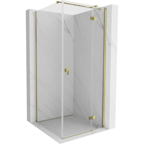 Mexen Mist H T cabine de douche battante droite 80 x 80 cm, transparent, or - 8A5T-080-080-50-00-P (1/5)