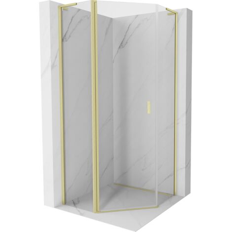 Cabine de douche pentagonale pivotante Mexen Mist L 100 x 100 cm, transparent, or brossé - 8A8L-100-100-55-00 (1/5)