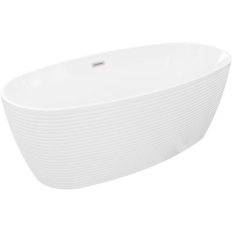 Mexen Lira baignoire autoportante motif 170 x 80 cm, blanche, trop-plein nickel brossé - 52831708000-97 (1/5)