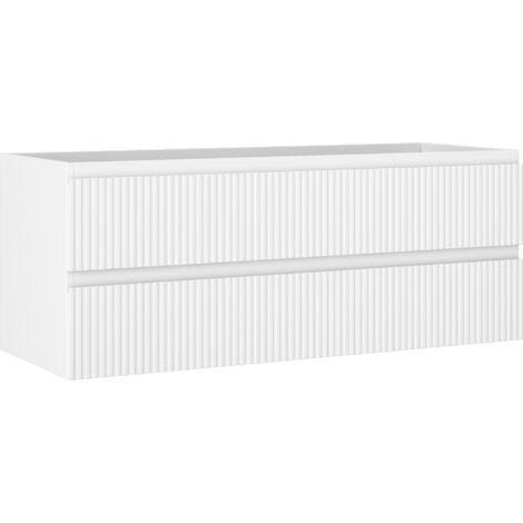 Commode Salle De Bain Coloniale 3 Tiroirs – Blanc – Effet Rainure Et Languette