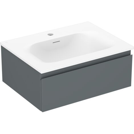 Mexen Orio armoire de salle de bains 60 cm avec lavabo Vela, 1 tiroir, graphite mat/blanc mat - 91A10-06023-1-BF66-W23M01 (1/5)