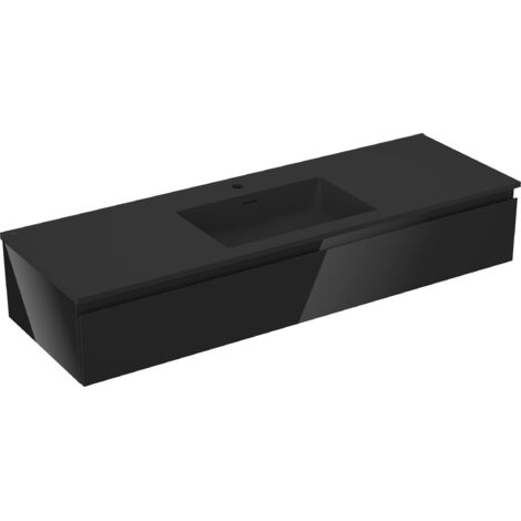 Mexen Orio meuble de salle de bain 140 cm avec lavabo Otis, 1 tiroir, noir brillant/noir mat - 91A10-14023-1-BF70-W18M71 (1/5)