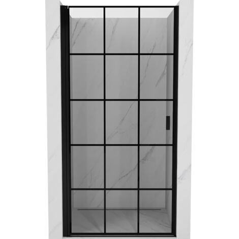 Mexen Mist-B porte de douche pivotante gauche 80 cm, grille noire, noir - 8A2-080-000-70-77-L (1/5)