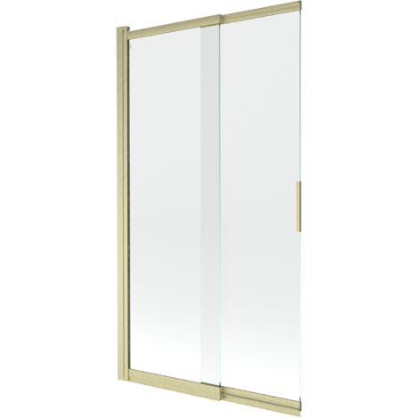 Mexen – Paroi de douche 2 portes coulissantes 100 x 150 cm – Verre trempé transparent – Finition or brossé – 8911000025500