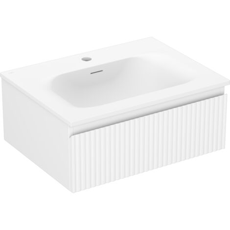 Mexen Rivel armoire de salle de bain 60 cm avec lavabo Vela, 1 tiroir, rainuré, blanc mat - 91A20-06023-1-BF01-W23M01 (1/5)