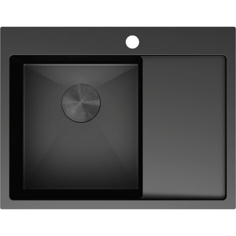 Mexen Exar évier en acier inoxydable 1 bac avec égouttoir gauche 620 x 480 mm, noir - 6431621005L-70 (1/5)