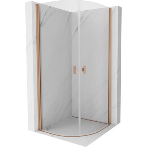 Mexen Mist cabine de douche semi-circulaire pivotante 90 x 90 cm, transparent, cuivre brossé - 8A31-090-090-65-00 (1/5)