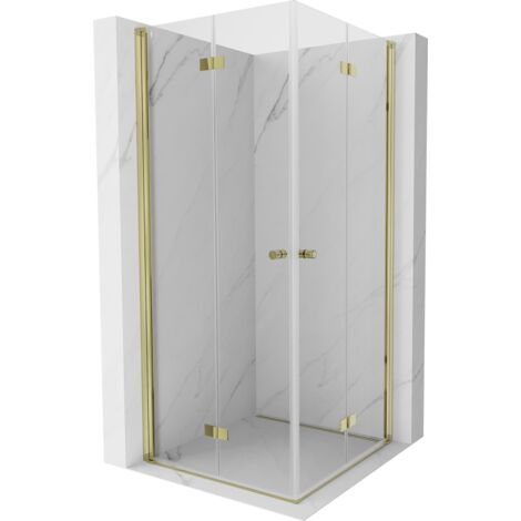 Mexen Mist-F Duo cabine de douche pliante 100 x 100 cm, transparent, dorée - 8A6-100L-100P-50-00 (1/5)