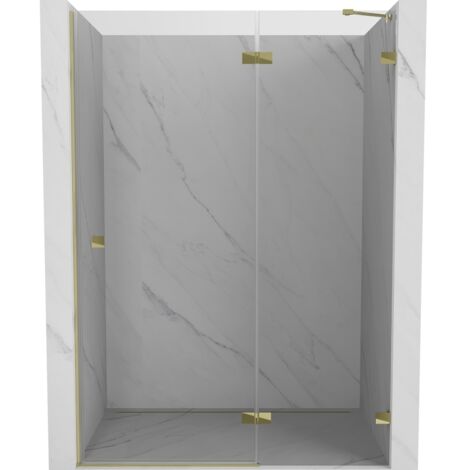 Porte de douche battante droite Mexen Lunar 140 cm, transparente, or - 834-140-000-50-00-P (1/5)