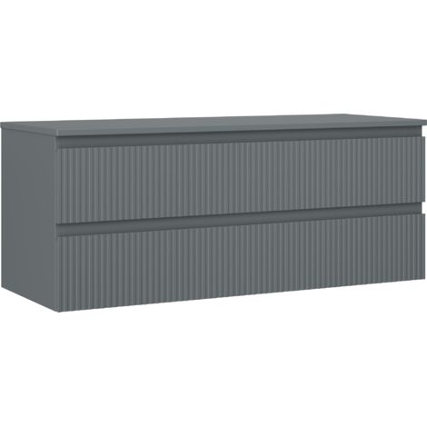 Mexen Rivel meuble de salle de bain sous-lavabo 120 cm avec plan, 2 tiroirs, rainuré, graphite mat - 91A20-12047-2-BFFC66 (1/5)