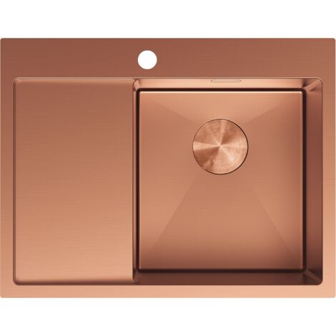 Mexen Exar évier en acier 1-bac avec égouttoir droit 620 x 480 mm, cuivre - 6432621005P-65