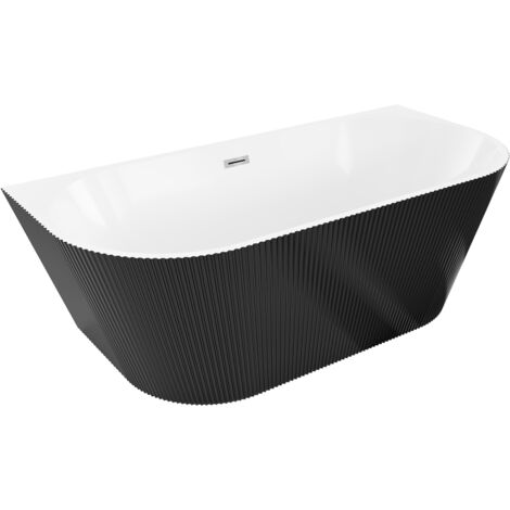 Mexen Oris baignoire autoportante murale rainurée 170 x 80 cm, blanc/noir, chromé - 52871708075-01 (1/5)