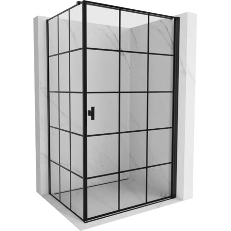 Mexen Mist-B cabine de douche à charnière droite 90 x 80 cm, grille noire, noir - 8A2T-090-080-70-77-P (1/5)