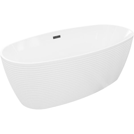 Mexen Lira baignoire autoportante motif 170 x 80 cm, blanche, trop-plein noir - 52831708000-70 (1/5)