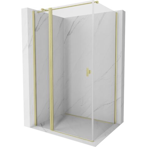 Mexen Mist T cabine de douche pivotante 100 x 110 cm, transparent, or brossé - 8A4T-100-110-55-00 (1/3)