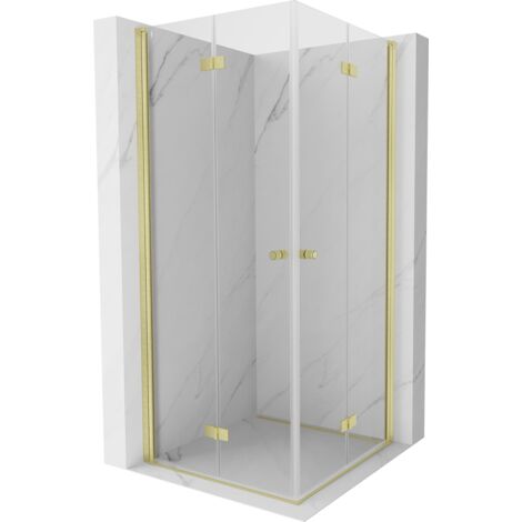 Mexen Mist-F Duo cabine de douche pliante 70 x 70 cm, transparent, or brossé - 8A6-070L-070P-55-00 (1/5)
