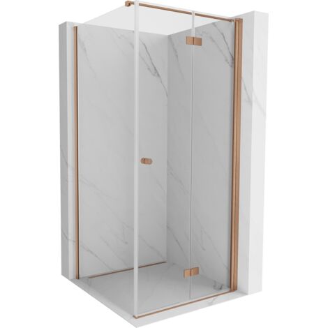 Mexen Mist-F T cabine de douche pliante droite 80 x 80 cm, transparent, cuivre brossé - 8A6T-080-080-65-00-P (1/5)