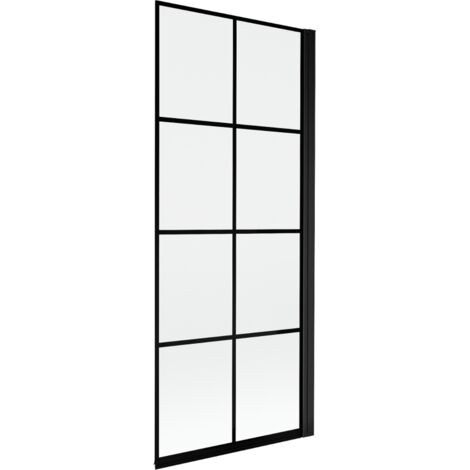 Mexen Mist paroi de baignoire 1 battant à droite 80 x 150 cm, grille noire, noir - 8A9-080-001-70-77-P