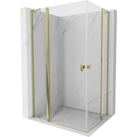 Mexen Mist L Duo cabine de douche à porte battante 115 x 100 cm, transparent, or - 8A4L-115-100-50-00 (1/5)
