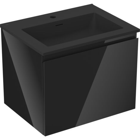 Mexen Orio meuble de salle de bain 60 cm avec lavabo Otis, 1 tiroir, noir brillant/noir mat - 91A10-06047-1-BF70-W18M71 (1/5)
