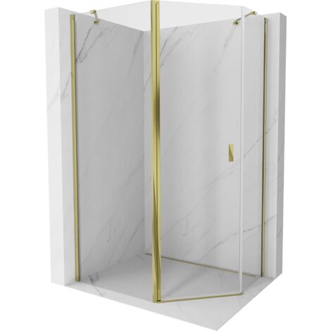 Mexen Mist cabine de douche pentagonale asymétrique à charnière 100 x 90 cm, transparent, doré - 8A8-100-090-50-00 (1/5)