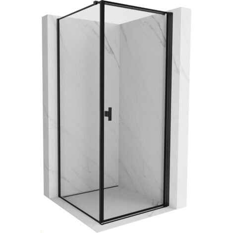 Cabine de douche battante Mexen Mist-B droite 80 x 80 cm, cadre noir, noir - 8A2T-080-080-70-70-P (1/5)