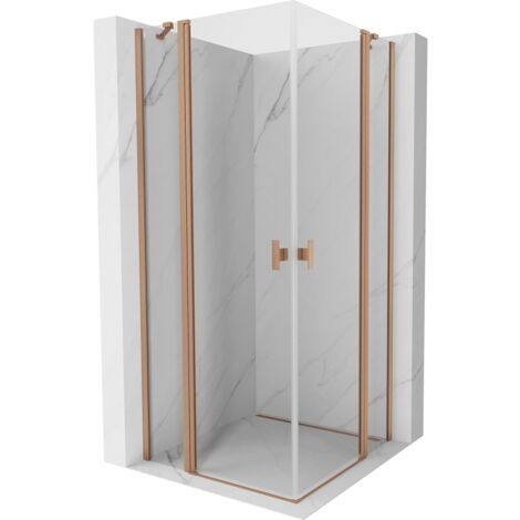 Mexen Mist Duo cabine de douche pivotante 100 x 100 cm, transparent, cuivre brossé - 8A4-100-100-65-00 (1/5)
