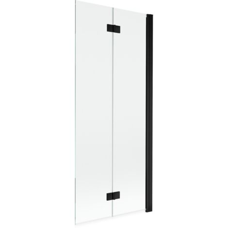 Mexen Mist paroi de baignoire à 2 volets droite 80 x 150 cm, transparent, noir - 8A9-080-002-70-00-P (1/5)