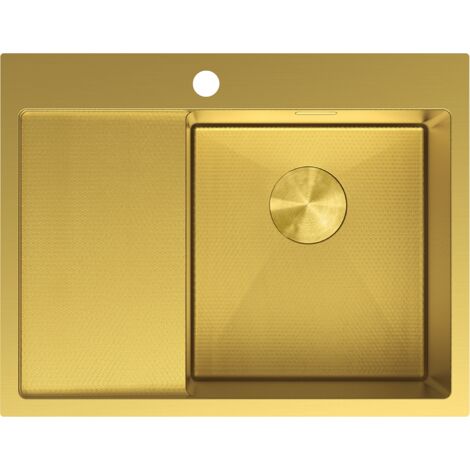 Mexen Exar évier en acier inoxydable 1 bac avec égouttoir droit 620 x 480 mm, doré HC - 6432621005P-55HC (1/5)