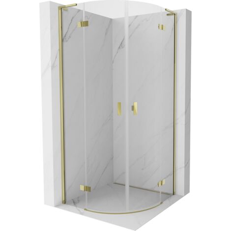 Mexen Mist L cabine de douche semi-circulaire pivotante 90 x 90 cm, transparent, dorée - 8A33L-090-090-50-00 (1/5)