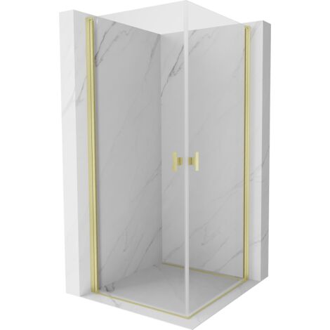 Mexen Mist-B Duo cabine de douche pivotante 75 x 75 cm, transparent, or brossé - 8A2-075-075-55-00 (1/5)