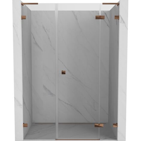 Mexen Lunar L porte de douche pivotante droite 140 cm, transparent, or rose - 834SL-140-050-60-00-P (1/5)