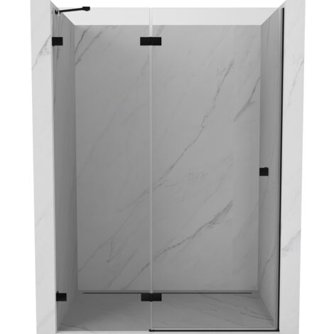 Mexen Lunar porte de douche battante gauche 135 cm, transparent, noir - 834-135-000-70-00-L (1/5)