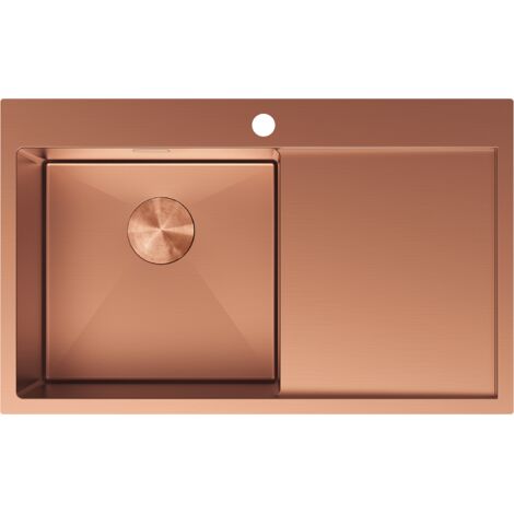 Mexen Exar évier en acier à 1 bac avec égouttoir gauche 780 x 480 mm, cuivre - 6433781010L-65