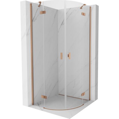 Mexen Mist cabine de douche demi-circulaire pivotante 90 x 90 cm, transparent, cuivre brossé - 8A33-090-090-65-00 (1/5)