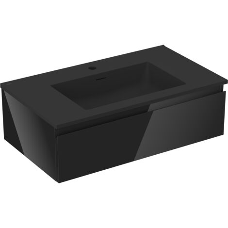 Mexen Orio meuble de salle de bain 80 cm avec lavabo Otis, 1 tiroir, noir brillant/noir mat - 91A10-08023-1-BF70-W18M71 (1/5)